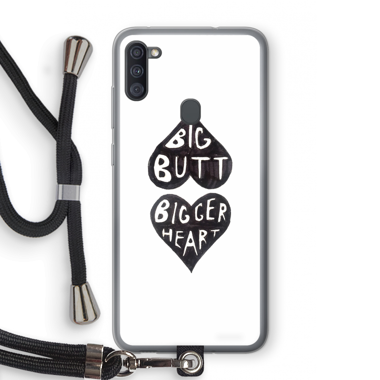 Big butt bigger heart: Samsung Galaxy A11 Transparant Hoesje met koord
