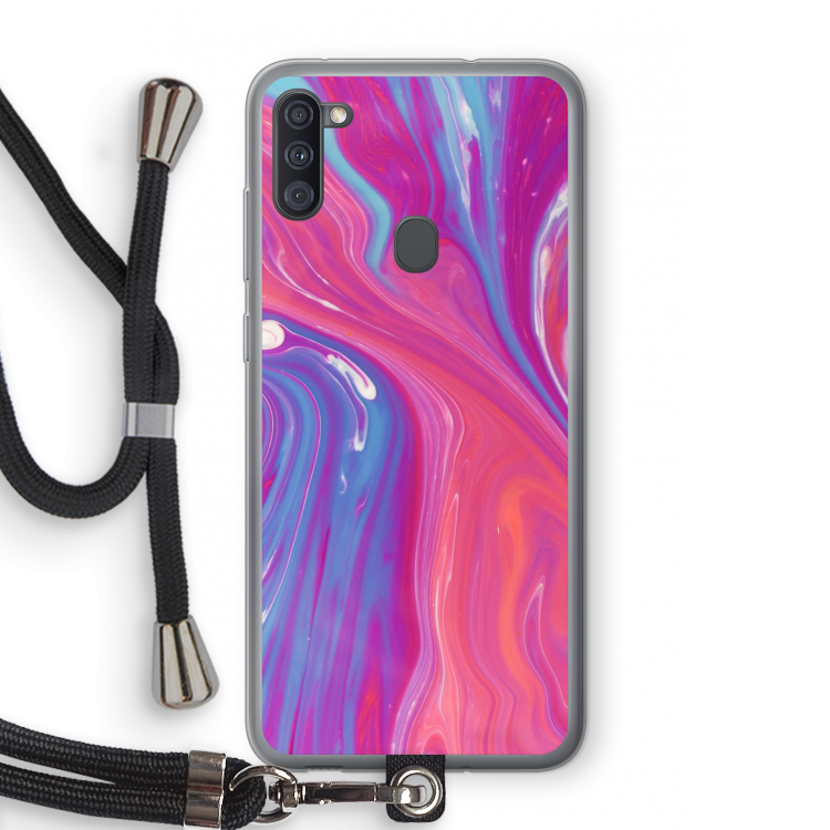 Paarse stroom: Samsung Galaxy A11 Transparant Hoesje met koord