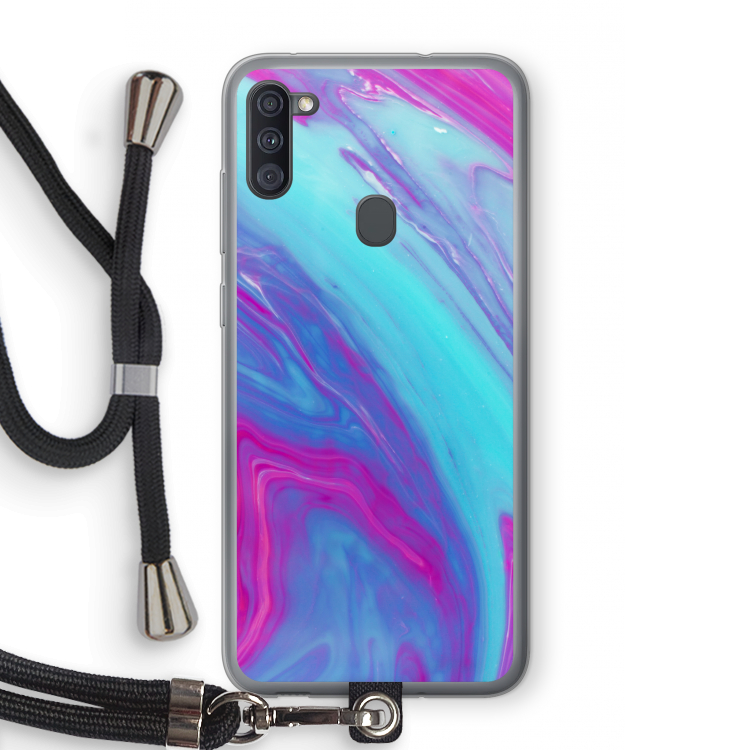 Zweverige regenboog: Samsung Galaxy A11 Transparant Hoesje met koord