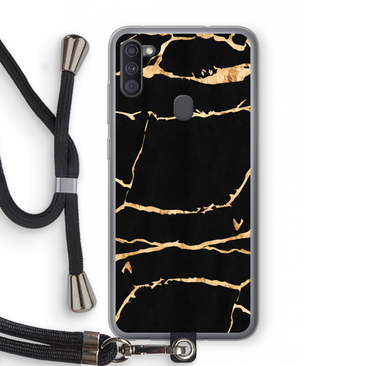Gouden marmer: Samsung Galaxy A11 Transparant Hoesje met koord