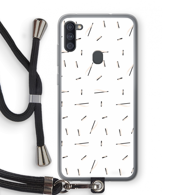 Hipster stripes: Samsung Galaxy A11 Transparant Hoesje met koord