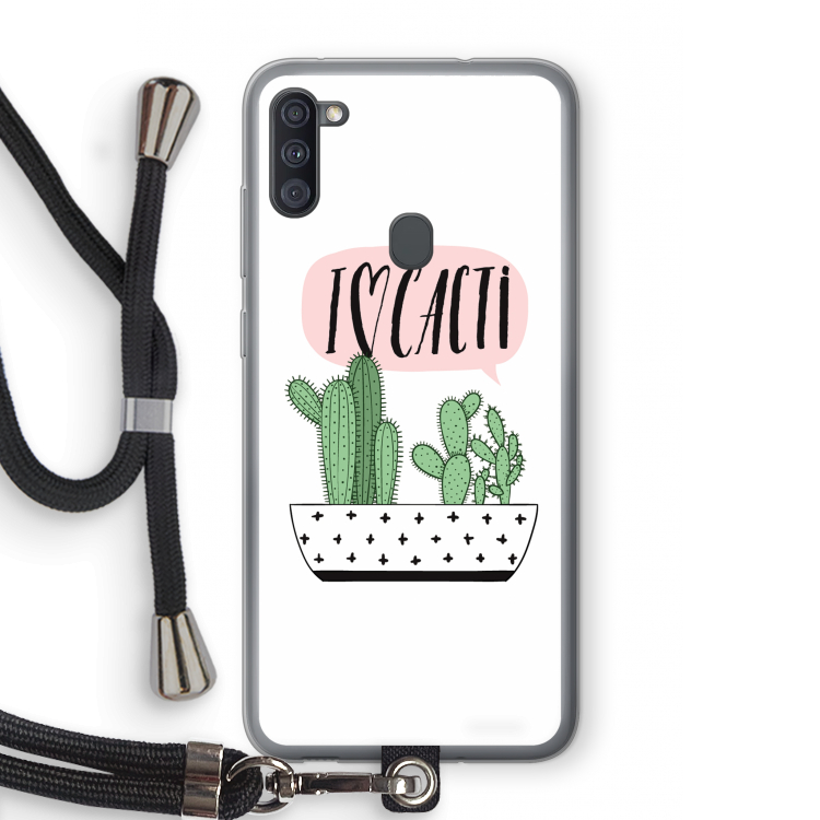 I love cacti: Samsung Galaxy A11 Transparant Hoesje met koord