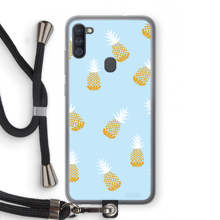 Ananasjes: Samsung Galaxy A11 Transparant Hoesje met koord