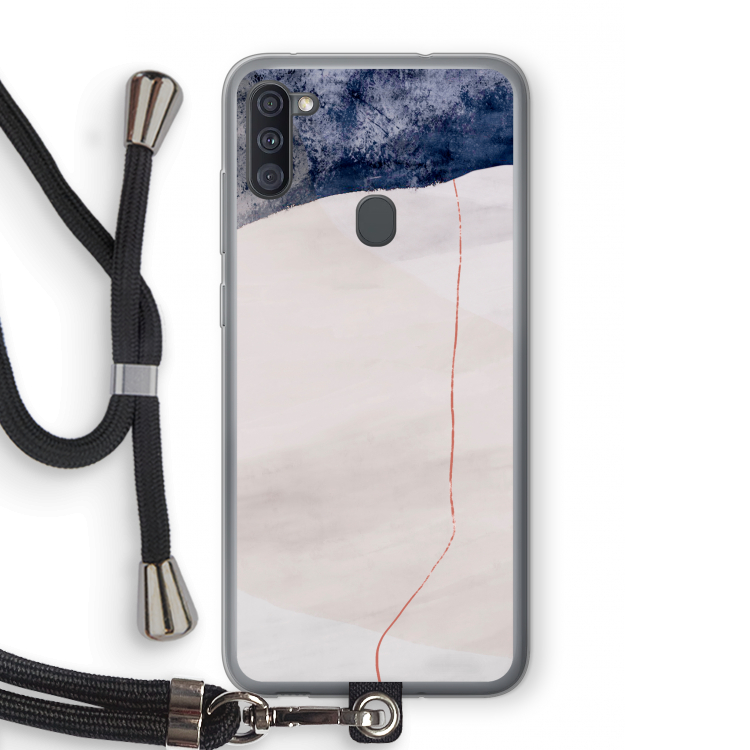 Stone White: Samsung Galaxy A11 Transparant Hoesje met koord
