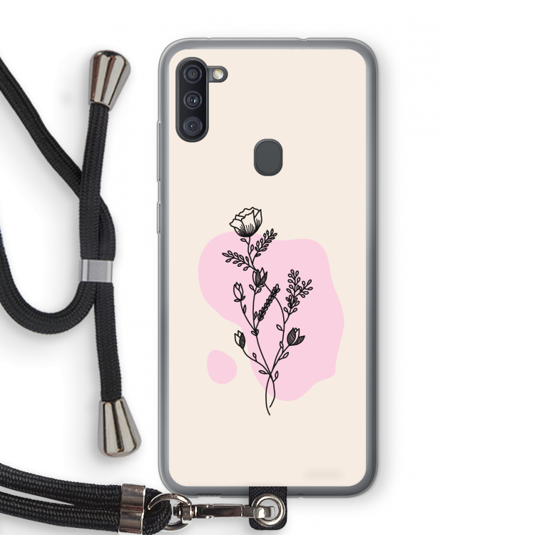 Roses are red: Samsung Galaxy A11 Transparant Hoesje met koord