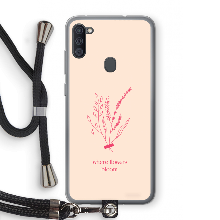 Where flowers bloom: Samsung Galaxy A11 Transparant Hoesje met koord