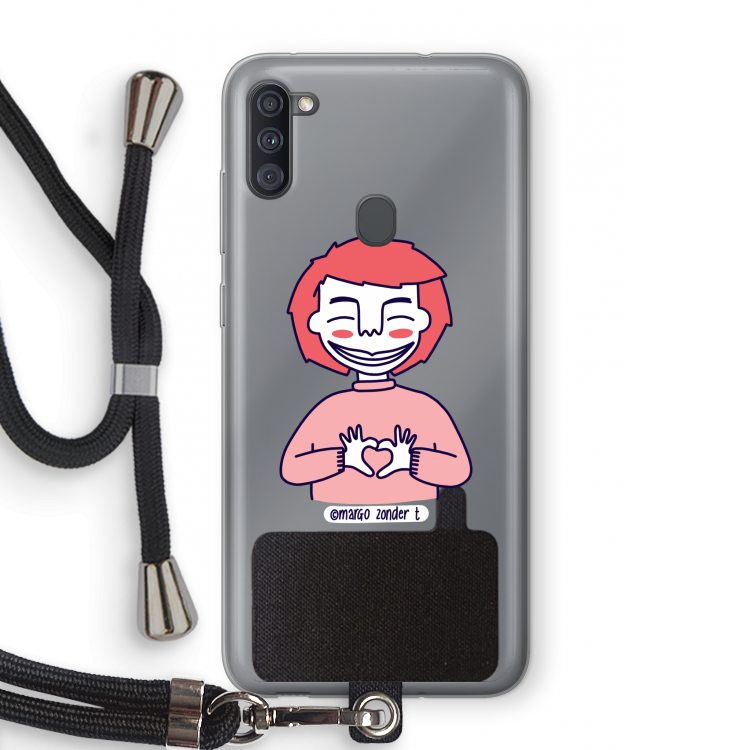 Hartje: Samsung Galaxy A11 Transparant Hoesje met koord