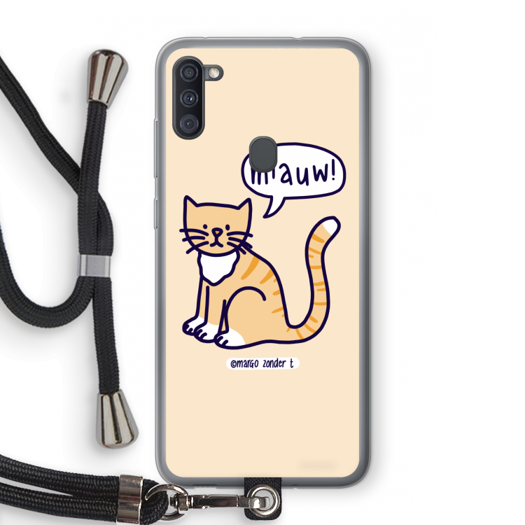 Miauw: Samsung Galaxy A11 Transparant Hoesje met koord