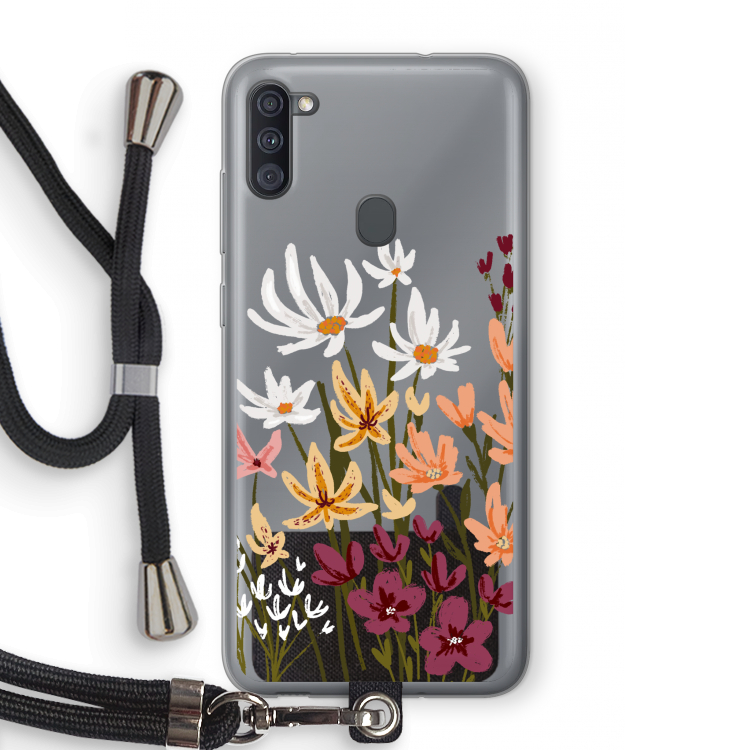 Painted wildflowers: Samsung Galaxy A11 Transparant Hoesje met koord