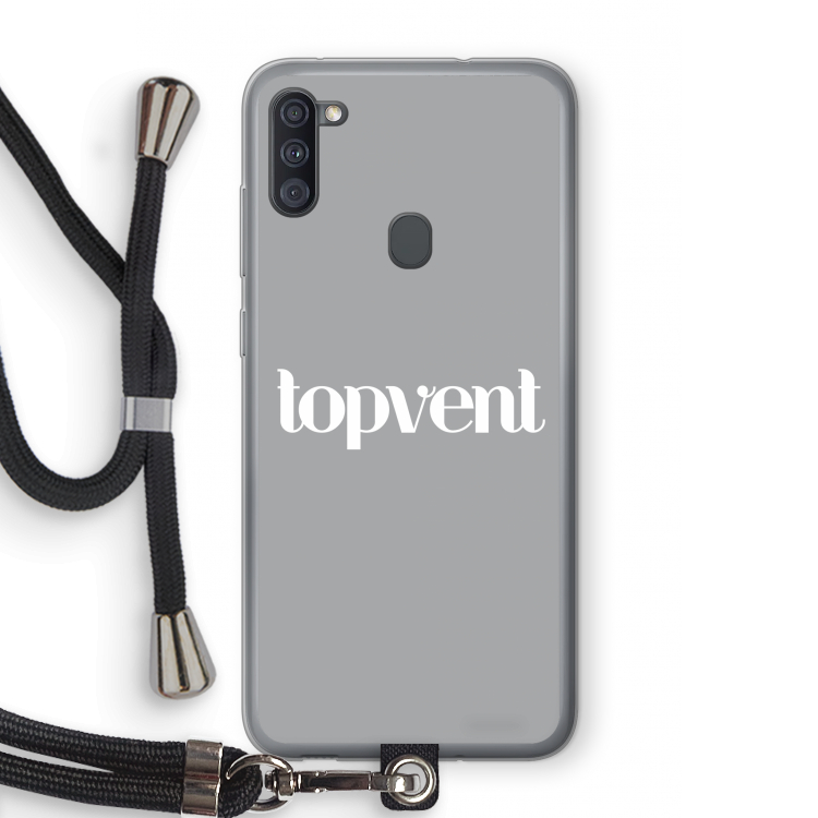 Topvent Grijs Wit: Samsung Galaxy A11 Transparant Hoesje met koord