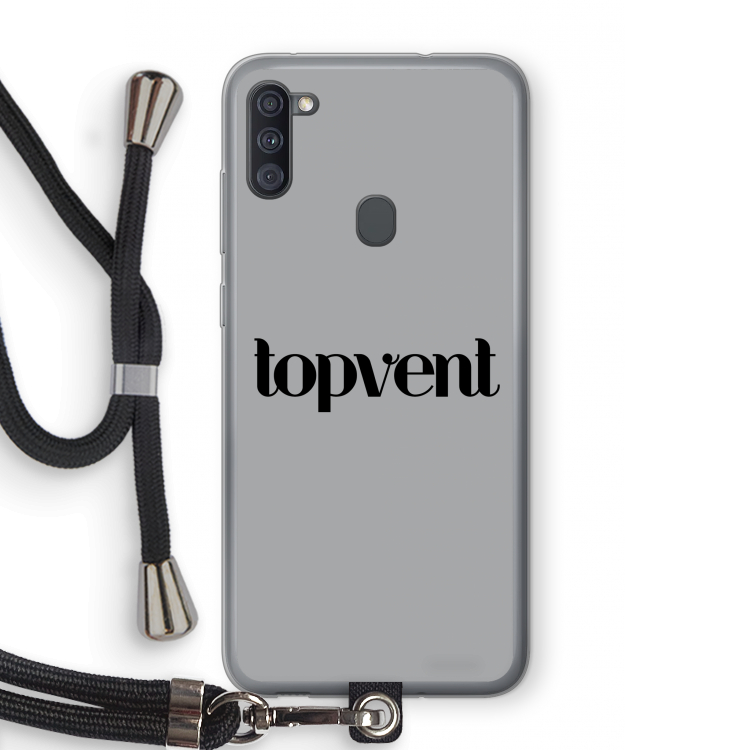 Topvent Grijs Zwart: Samsung Galaxy A11 Transparant Hoesje met koord