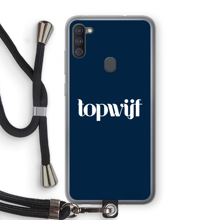 Topwijf Navy: Samsung Galaxy A11 Transparant Hoesje met koord