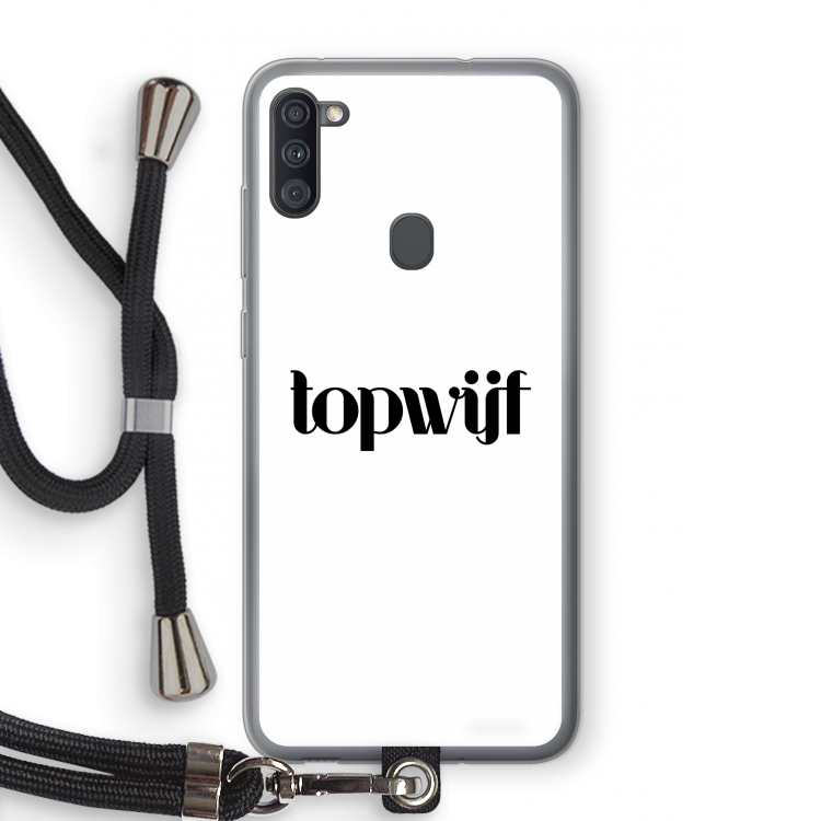 Topwijf Wit: Samsung Galaxy A11 Transparant Hoesje met koord