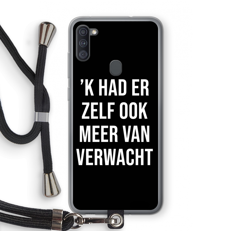 Meer verwacht - Zwart: Samsung Galaxy A11 Transparant Hoesje met koord