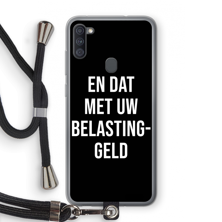 Belastinggeld - Zwart: Samsung Galaxy A11 Transparant Hoesje met koord