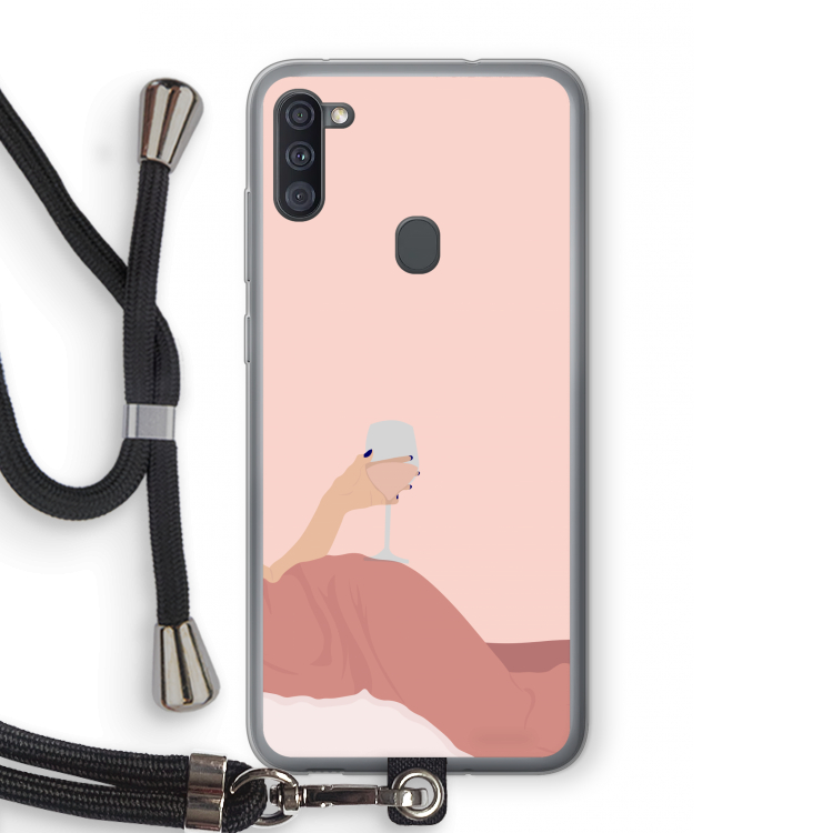 Wine: Samsung Galaxy A11 Transparant Hoesje met koord
