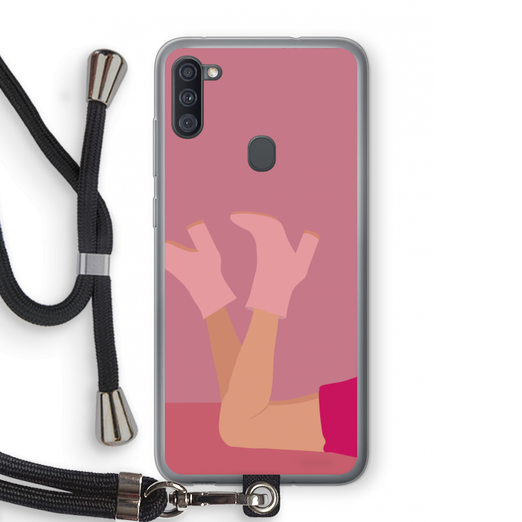 Pink boots: Samsung Galaxy A11 Transparant Hoesje met koord