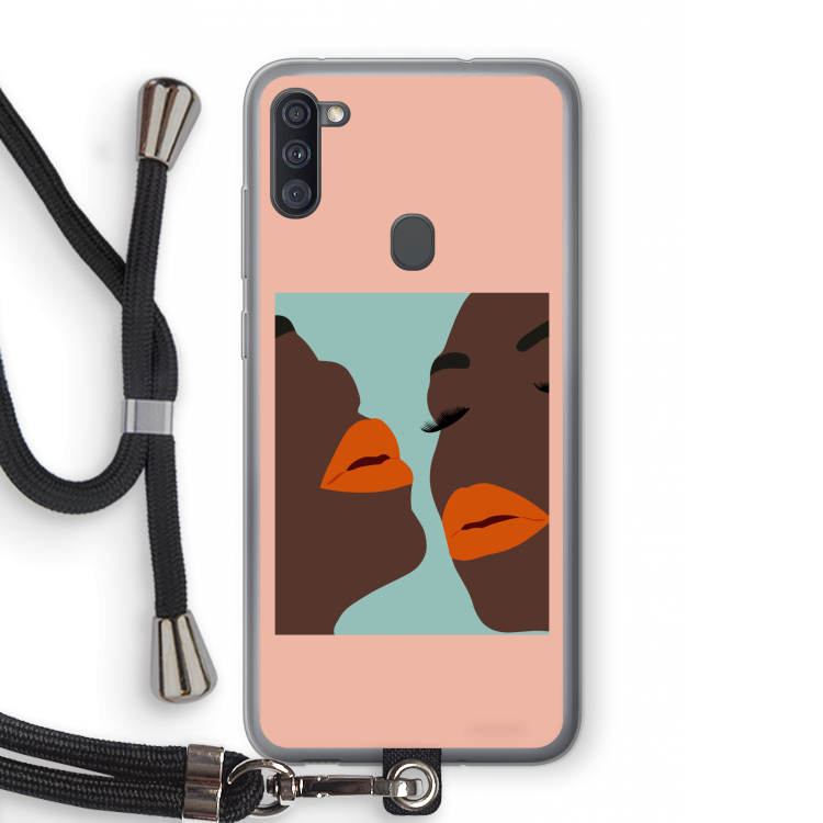 Orange lips: Samsung Galaxy A11 Transparant Hoesje met koord
