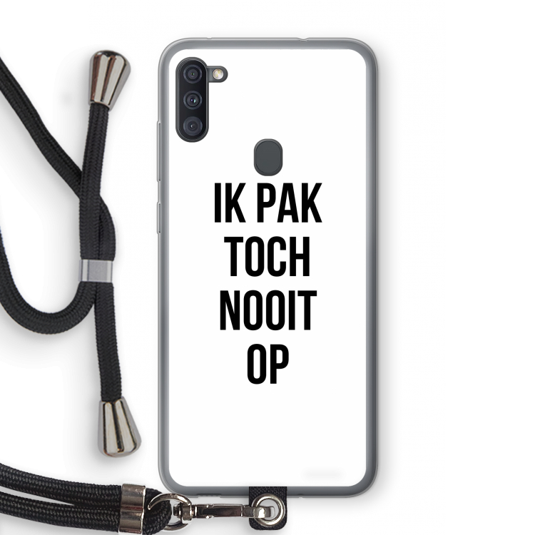 Ik pak nooit op: Samsung Galaxy A11 Transparant Hoesje met koord