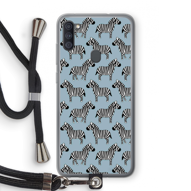 Zebra: Samsung Galaxy A11 Transparant Hoesje met koord