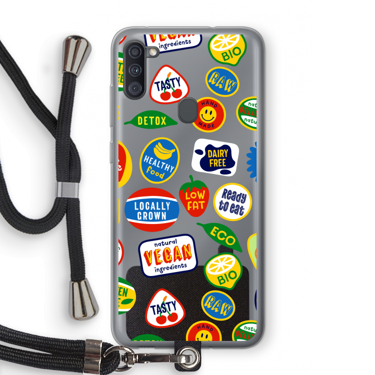 Fruitsticker: Samsung Galaxy A11 Transparant Hoesje met koord