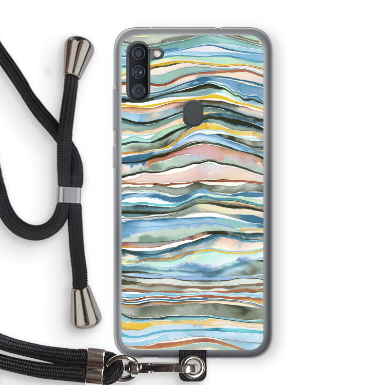 Watercolor Agate: Samsung Galaxy A11 Transparant Hoesje met koord