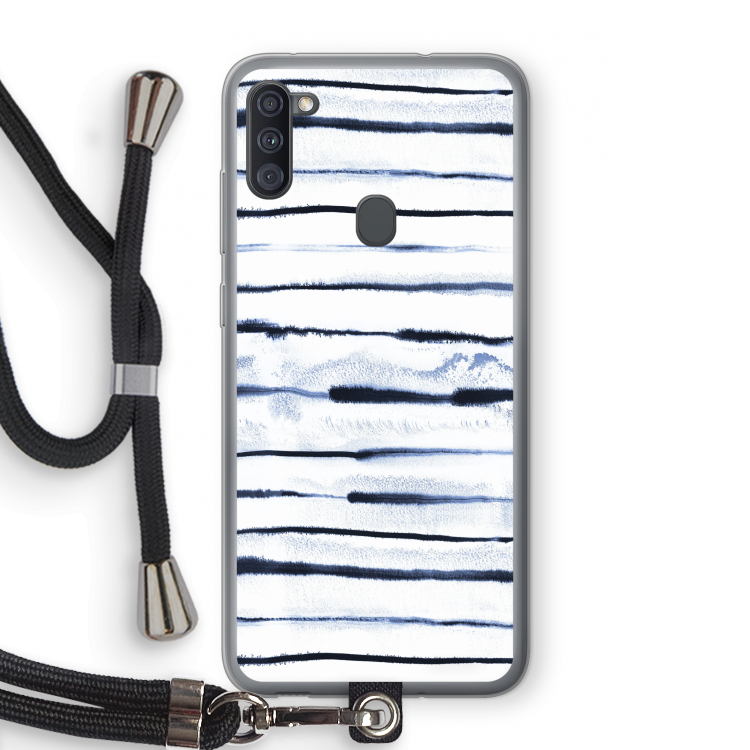 Ink Stripes: Samsung Galaxy A11 Transparant Hoesje met koord