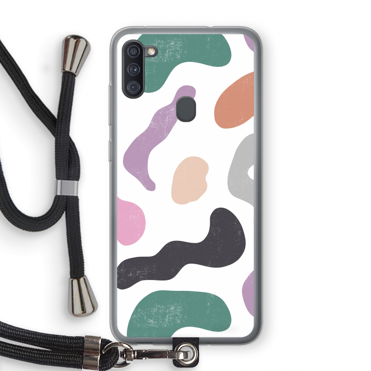 Memphis Shapes: Samsung Galaxy A11 Transparant Hoesje met koord