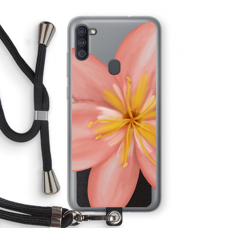 Pink Ellila Flower: Samsung Galaxy A11 Transparant Hoesje met koord