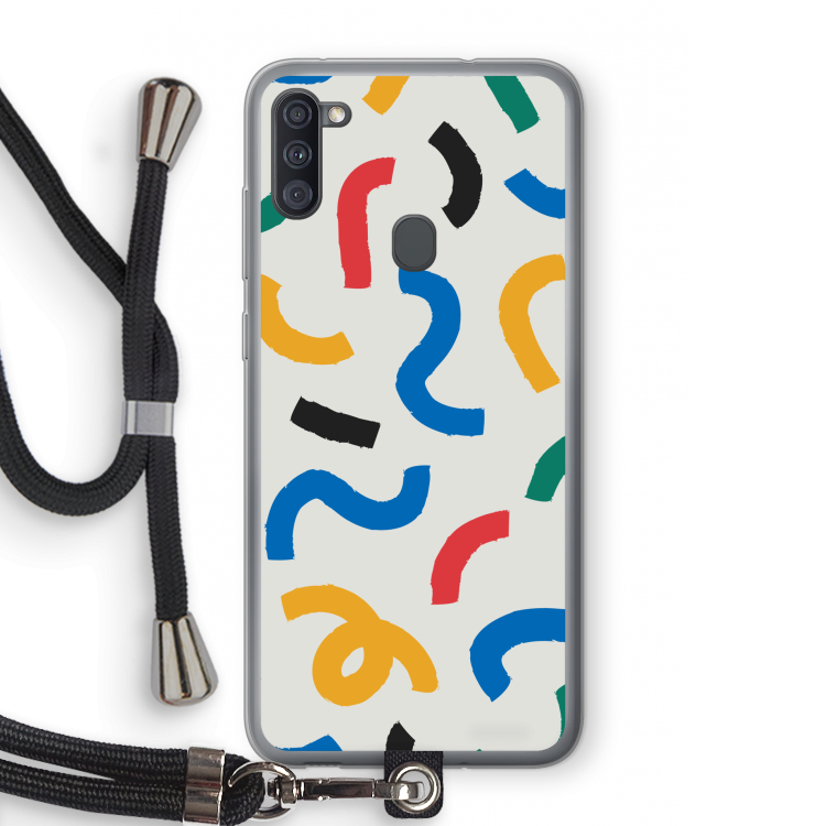 Illustratieve pop 2: Samsung Galaxy A11 Transparant Hoesje met koord