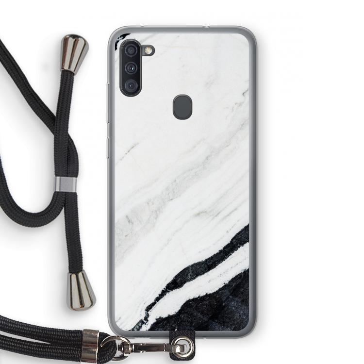 Elegante marmer: Samsung Galaxy A11 Transparant Hoesje met koord