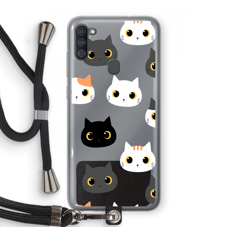 Katten: Samsung Galaxy A11 Transparant Hoesje met koord
