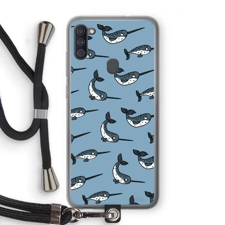 Narwhal: Samsung Galaxy A11 Transparant Hoesje met koord