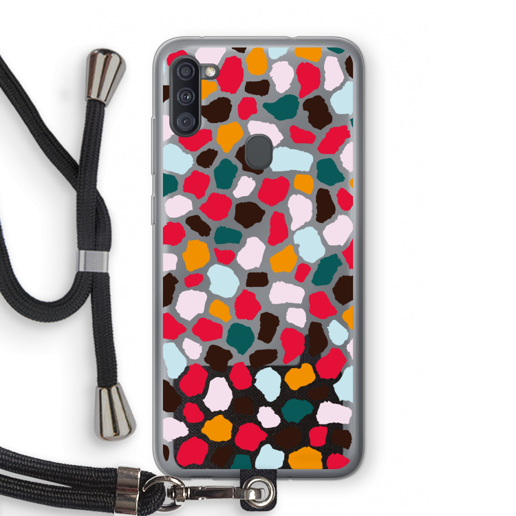Colored Giraffe: Samsung Galaxy A11 Transparant Hoesje met koord