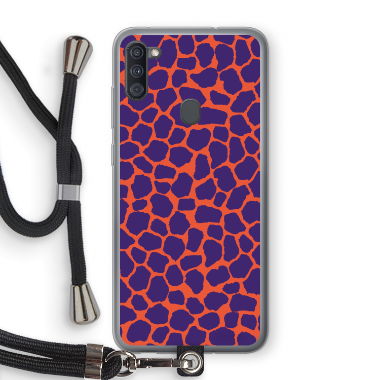 Purple Giraffe: Samsung Galaxy A11 Transparant Hoesje met koord