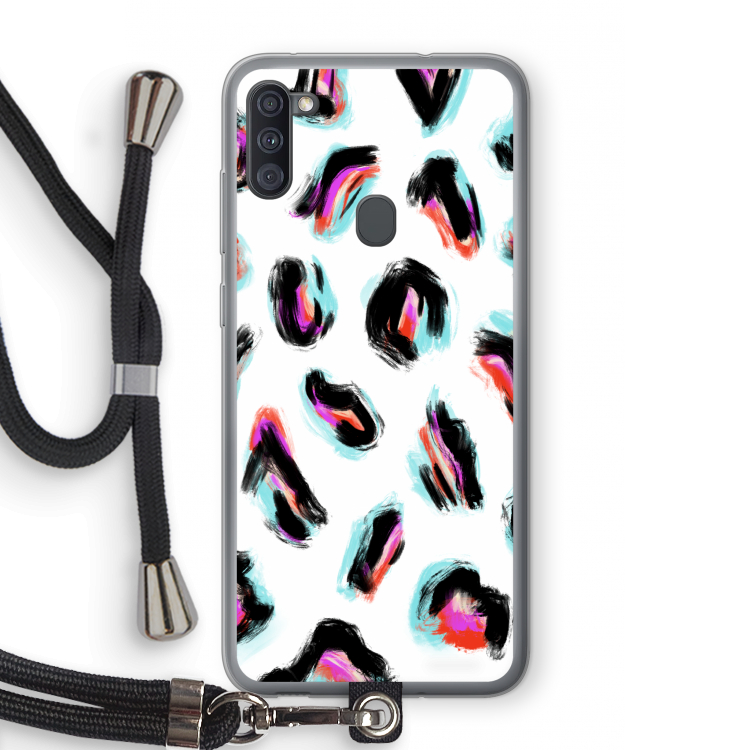 Cheetah color: Samsung Galaxy A11 Transparant Hoesje met koord