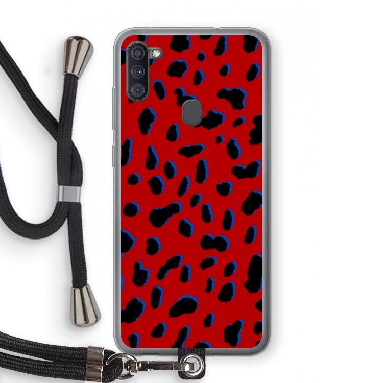 Red Leopard: Samsung Galaxy A11 Transparant Hoesje met koord
