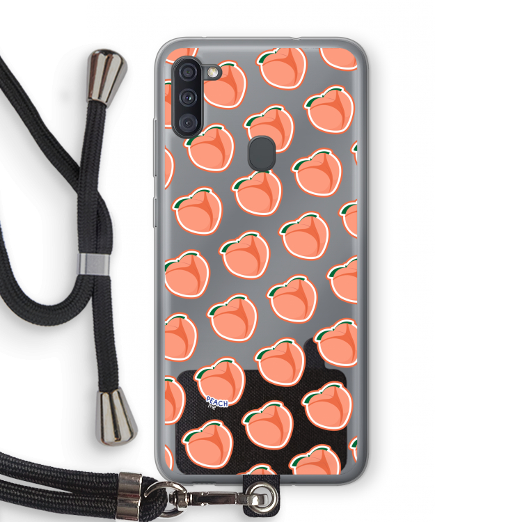 Just peachy: Samsung Galaxy A11 Transparant Hoesje met koord