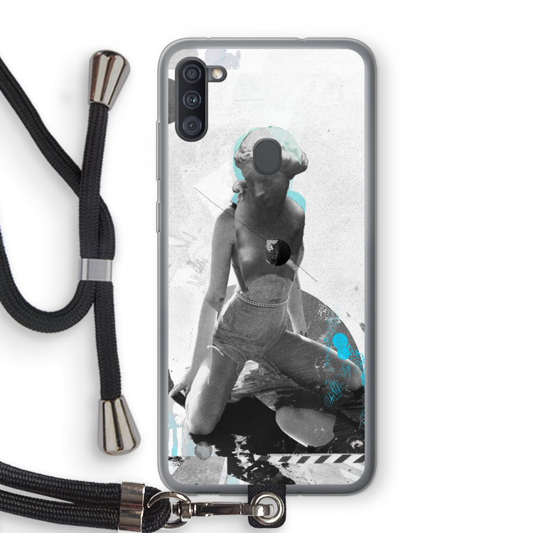 I will not feel a thing: Samsung Galaxy A11 Transparant Hoesje met koord