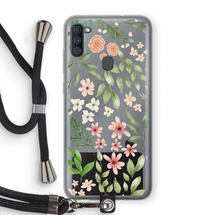 Botanical sweet flower heaven: Samsung Galaxy A11 Transparant Hoesje met koord