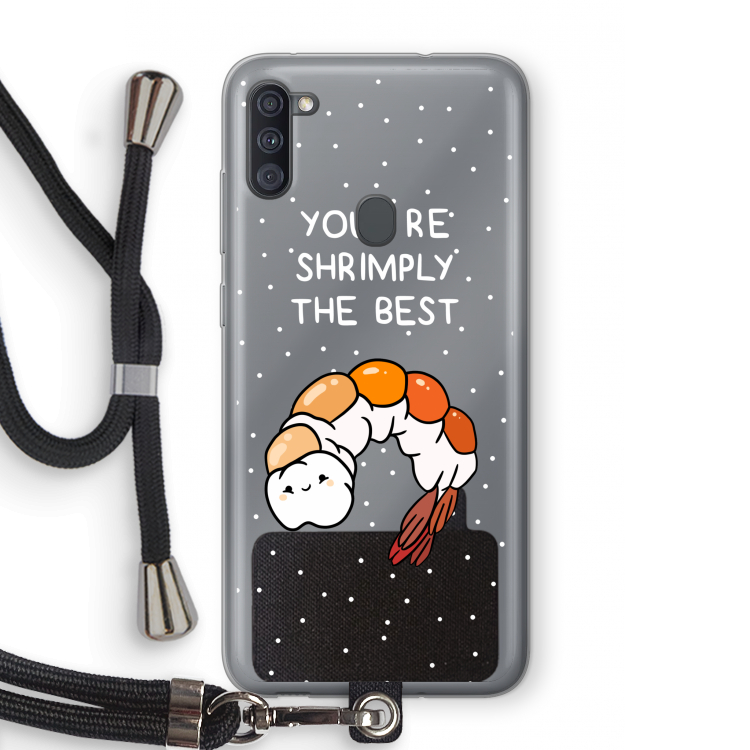 You're Shrimply The Best: Samsung Galaxy A11 Transparant Hoesje met koord