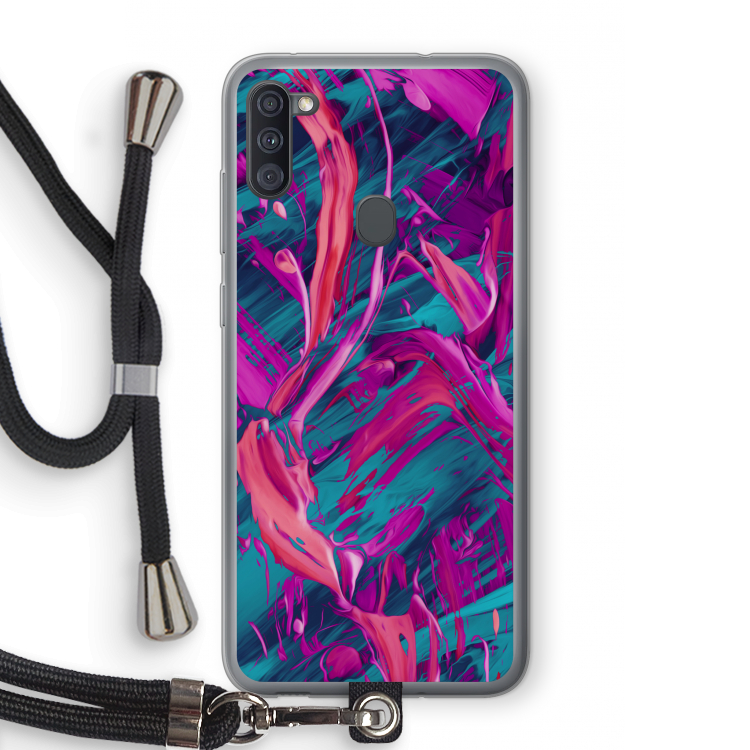 Pink Clouds: Samsung Galaxy A11 Transparant Hoesje met koord