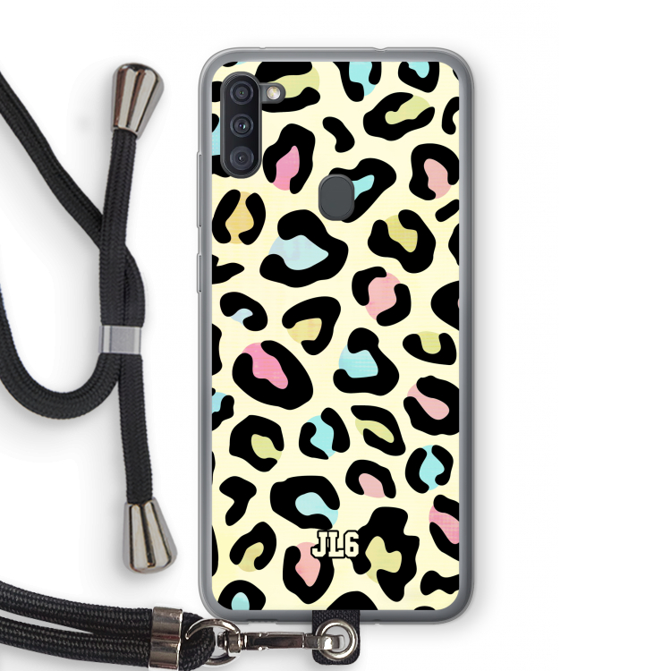 Leopard pattern: Samsung Galaxy A11 Transparant Hoesje met koord
