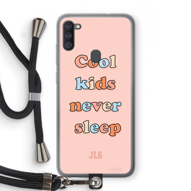 Cool Kids Never Sleep: Samsung Galaxy A11 Transparant Hoesje met koord