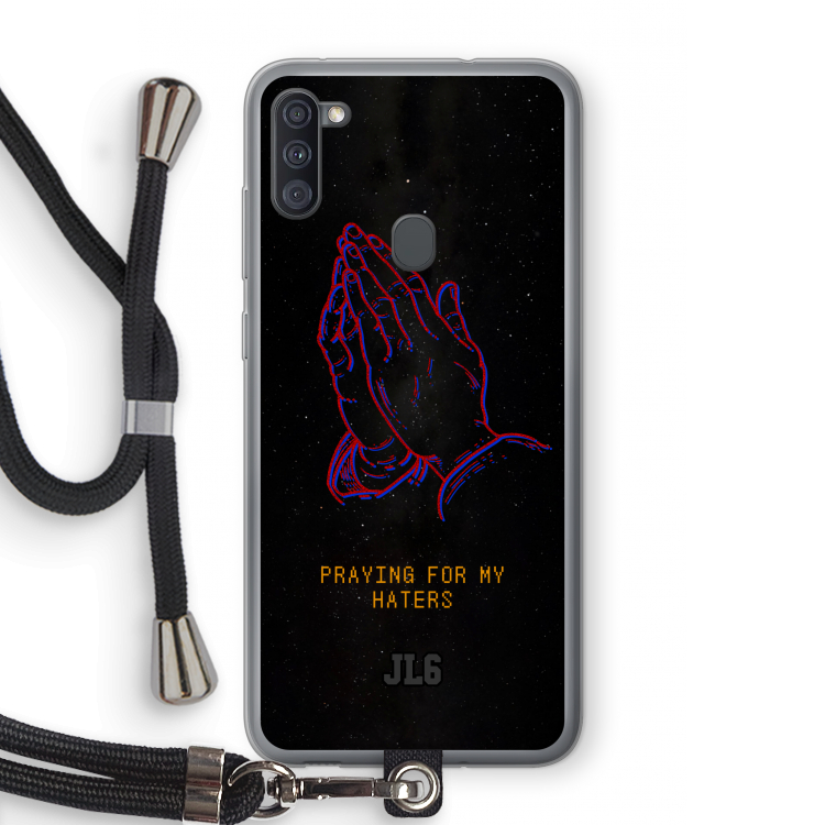 Praying For My Haters: Samsung Galaxy A11 Transparant Hoesje met koord