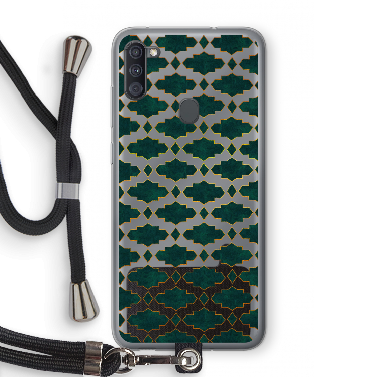 Moroccan tiles: Samsung Galaxy A11 Transparant Hoesje met koord