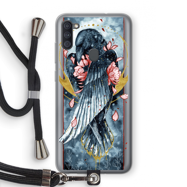 Golden Raven: Samsung Galaxy A11 Transparant Hoesje met koord