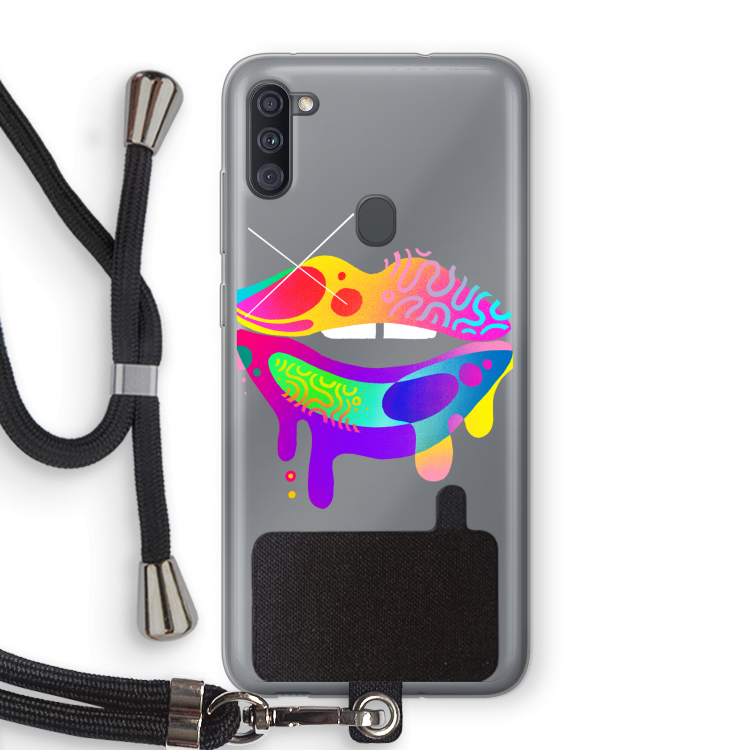 Lip Palette: Samsung Galaxy A11 Transparant Hoesje met koord