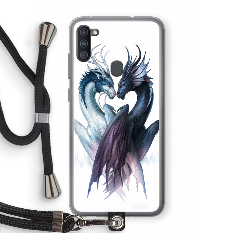 Yin Yang Dragons: Samsung Galaxy A11 Transparant Hoesje met koord
