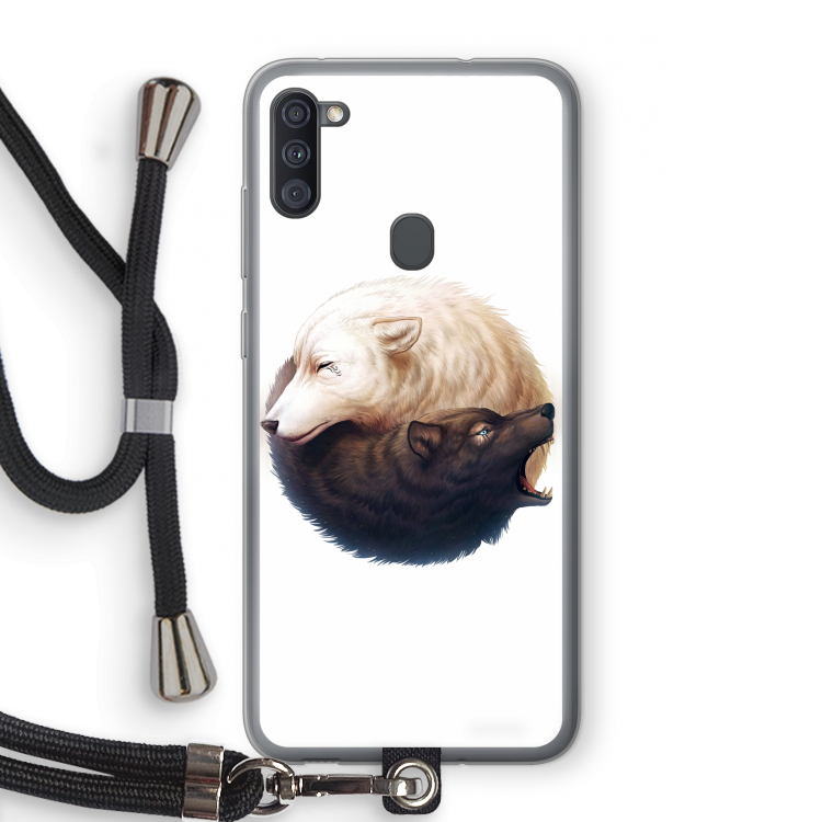 Yin Yang Wolves: Samsung Galaxy A11 Transparant Hoesje met koord